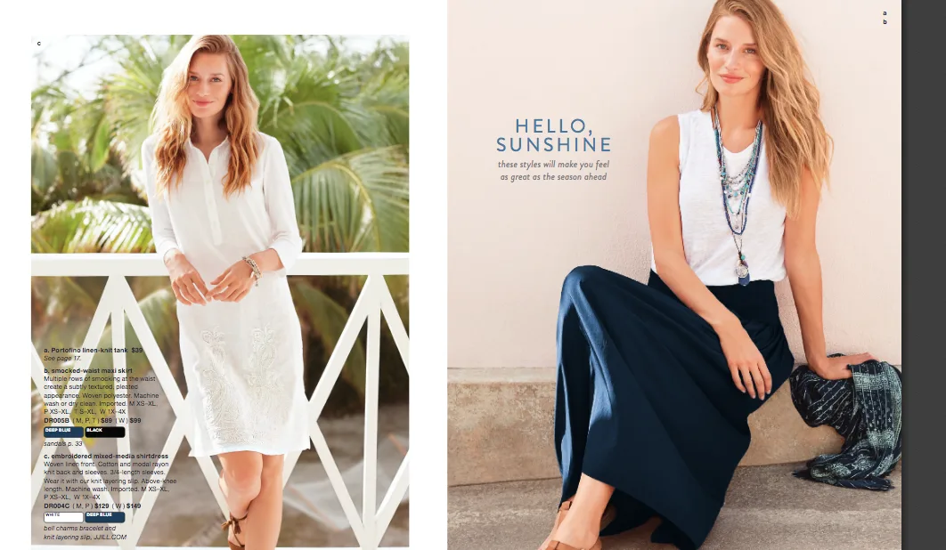 J.Jill catalog spread headlined Hello, Sunshine