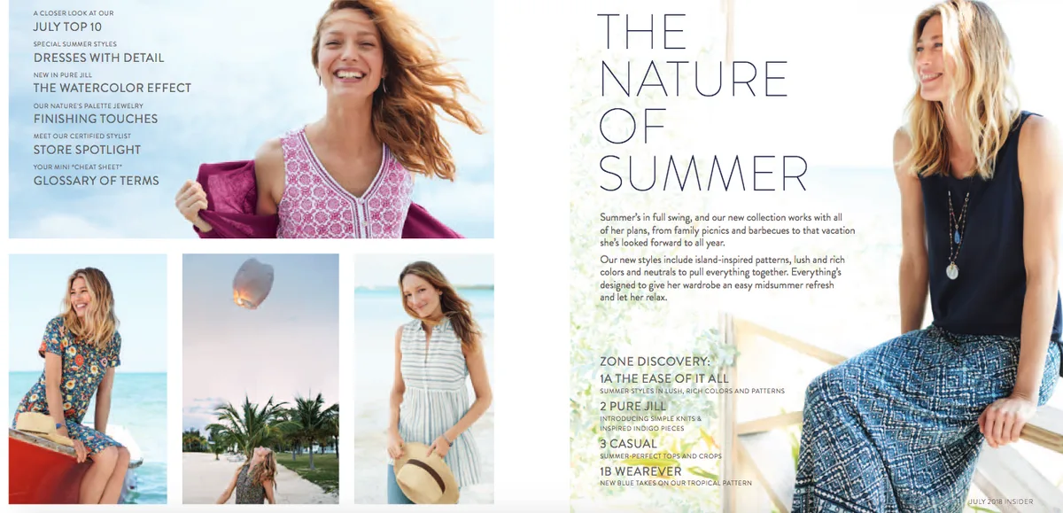 J.Jill summer catalog spread headlined The Nature of Summer